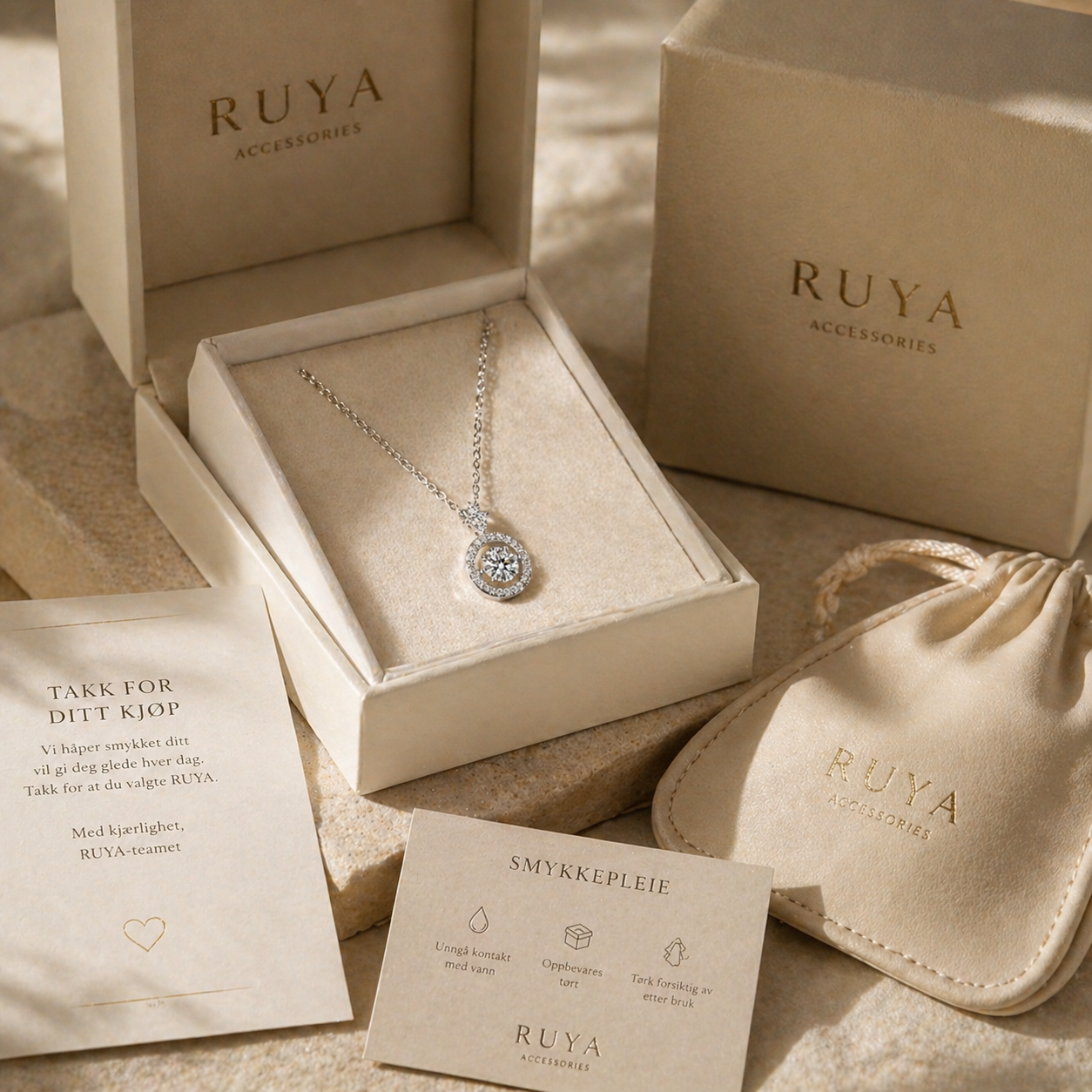 Moissanite anheng halskjede i S925 sølv – minimalistisk luksus fra RUYA