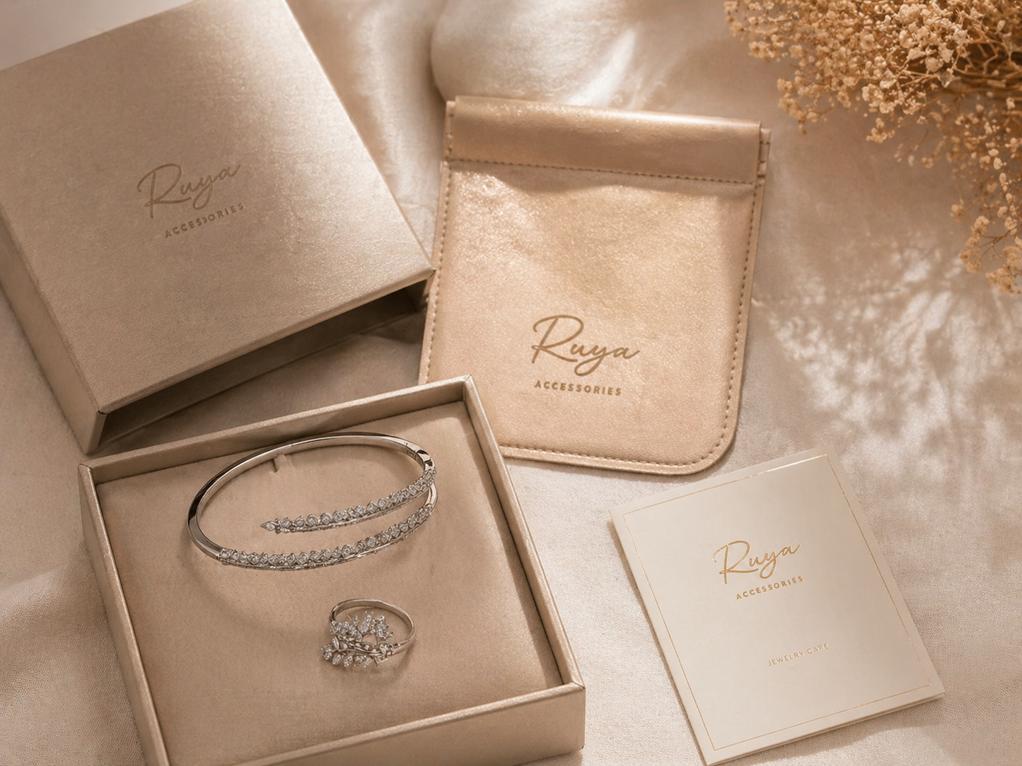 Elegant armbånd og ring sett med zirkonia – europeisk luksusstil