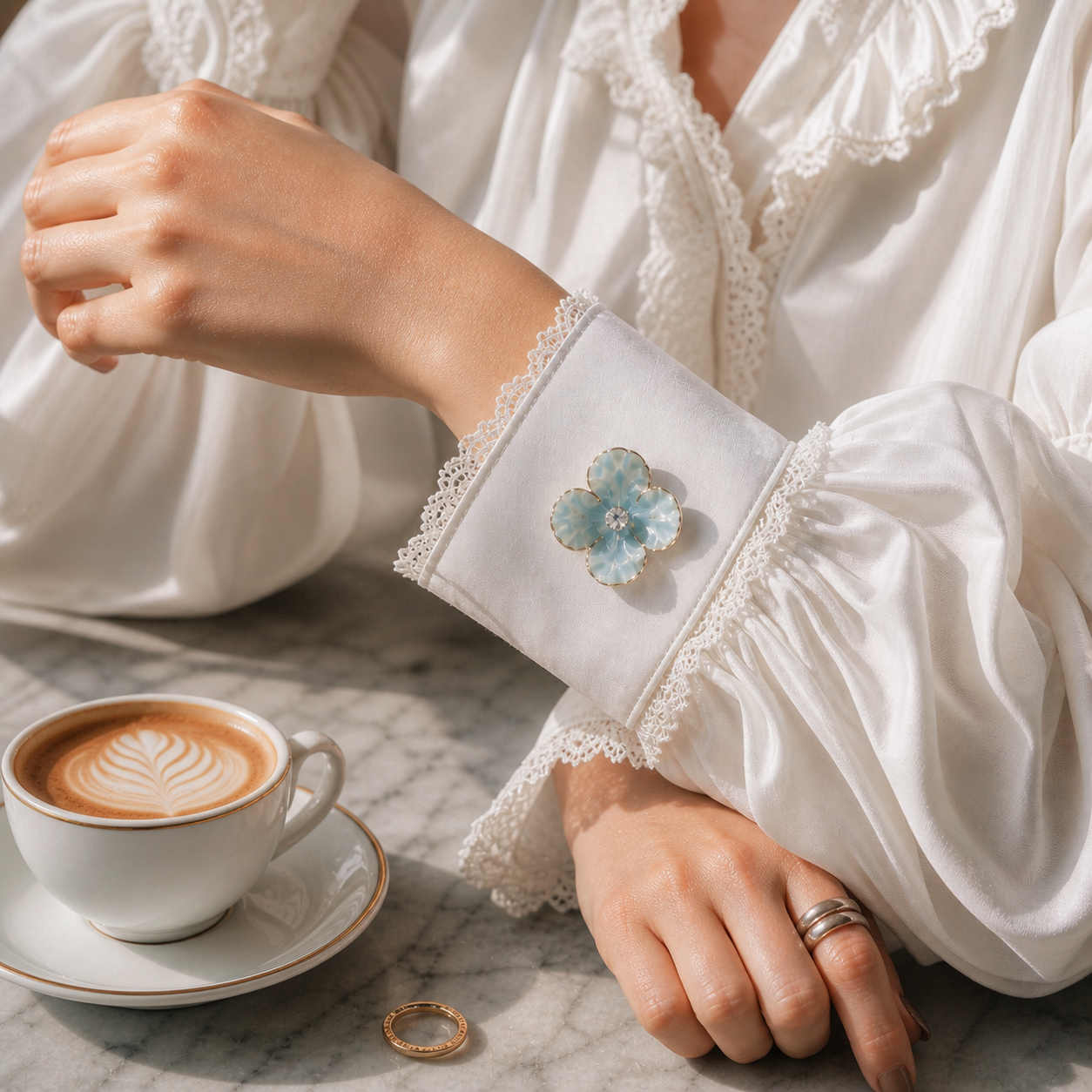 Azure Bloom Button Cover 1 SET (2 pcs)
