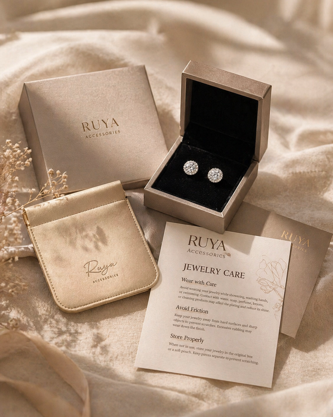 Ruya Accessorize - Klassiske 1ct Moissanite Øredobber (S925 Sølv)