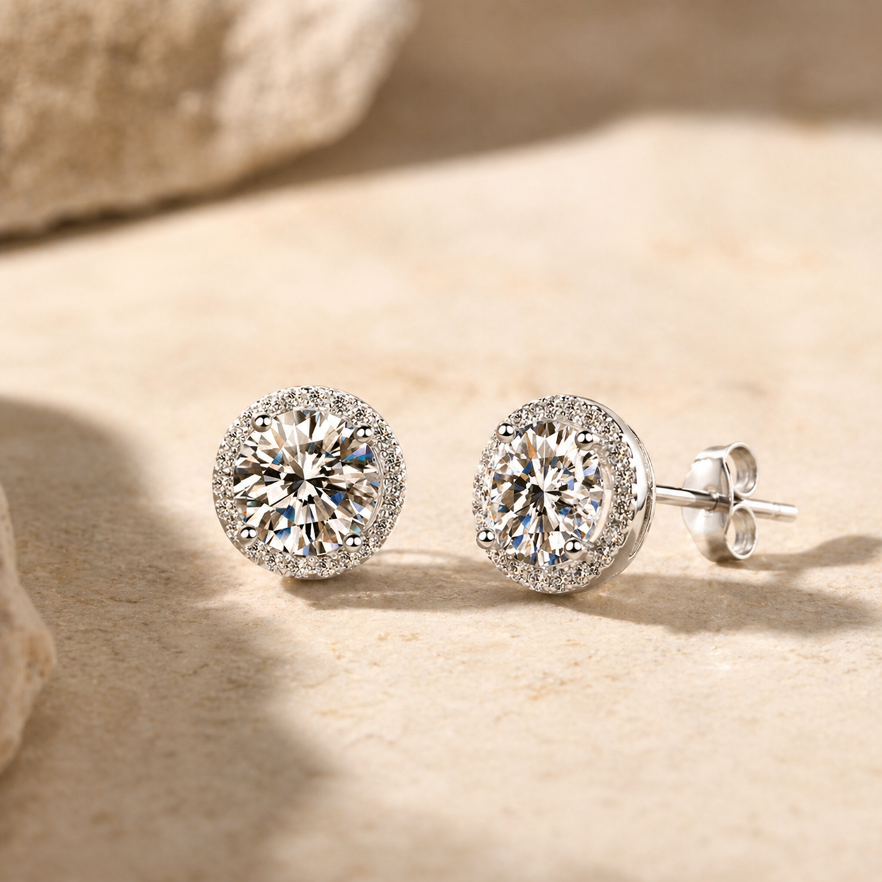 Ruya Accessorize - Klassiske 1ct Moissanite Øredobber (S925 Sølv)