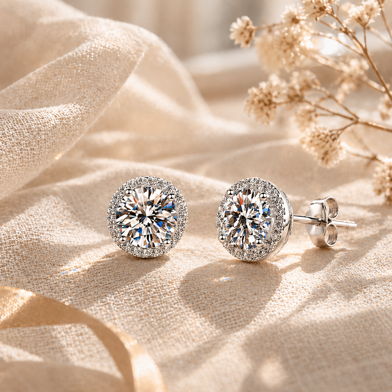 Ruya Accessorize - Klassiske 1ct Moissanite Øredobber (S925 Sølv)