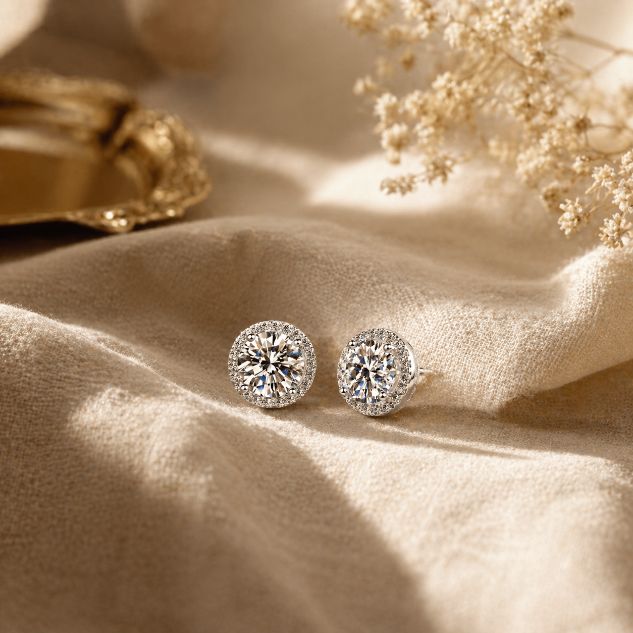 Ruya Accessorize - Klassiske 1ct Moissanite Øredobber (S925 Sølv)