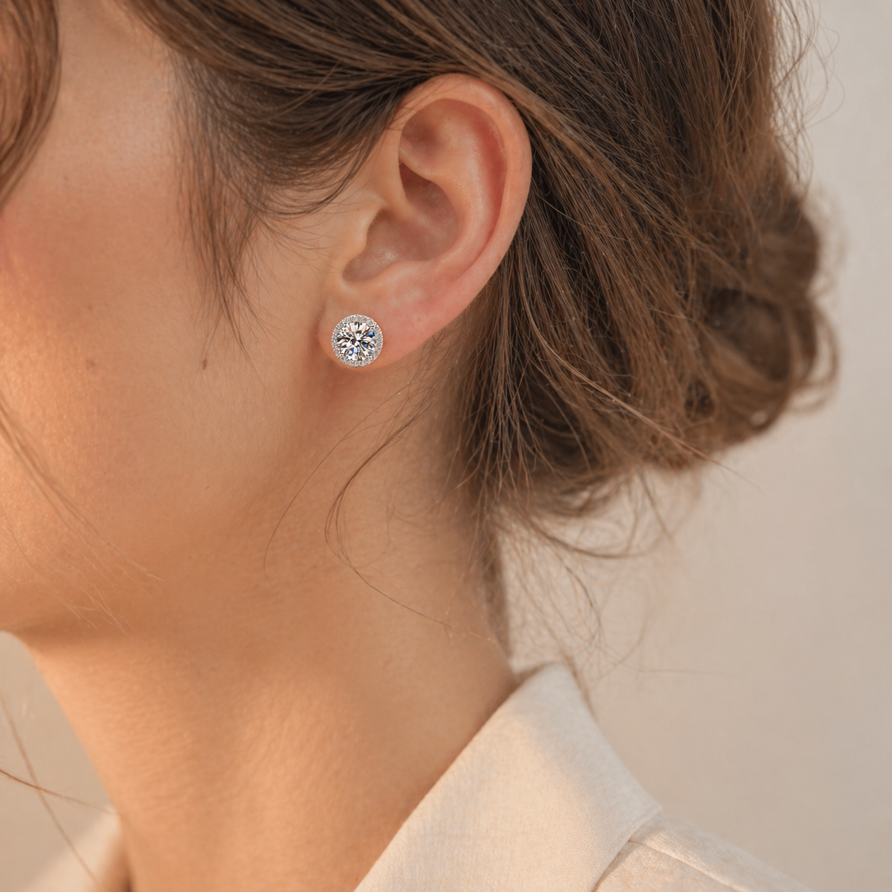 Ruya Accessorize - Klassiske 1ct Moissanite Øredobber (S925 Sølv)