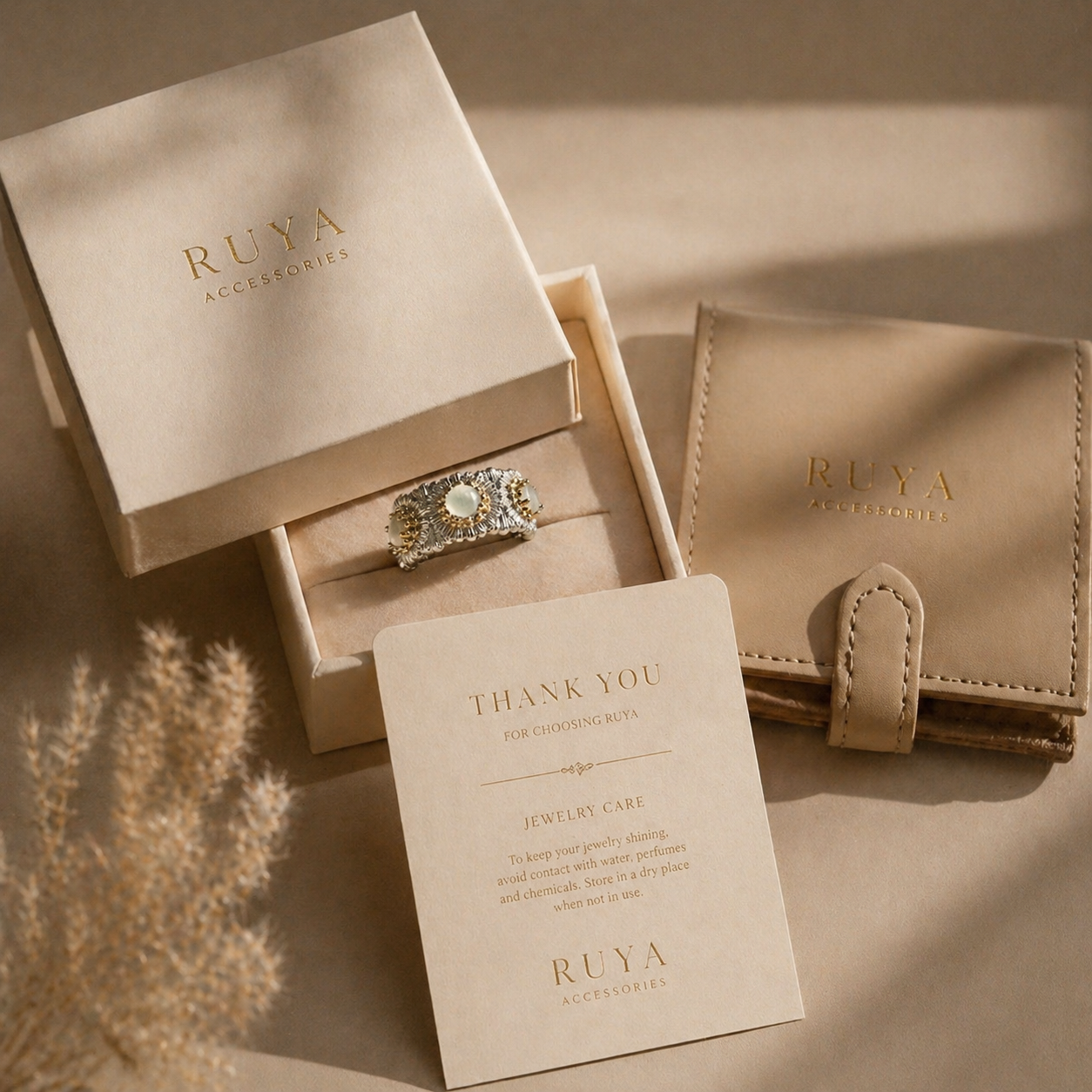 Vintage “Måneblomst” ring – justerbar i sølvbelagt kobber | RUYA