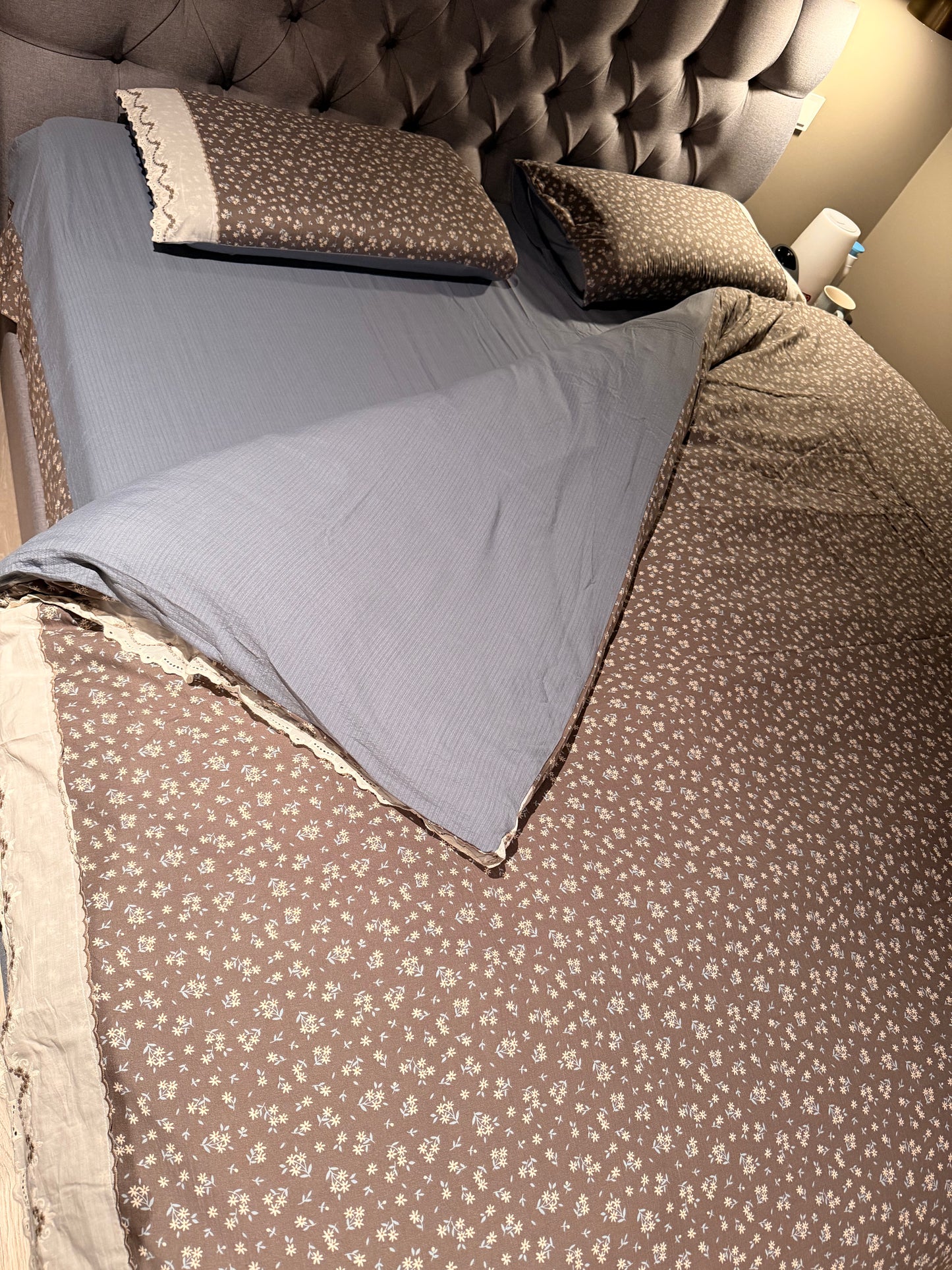 4-delt sengesett med laken – romantisk vintage-stil