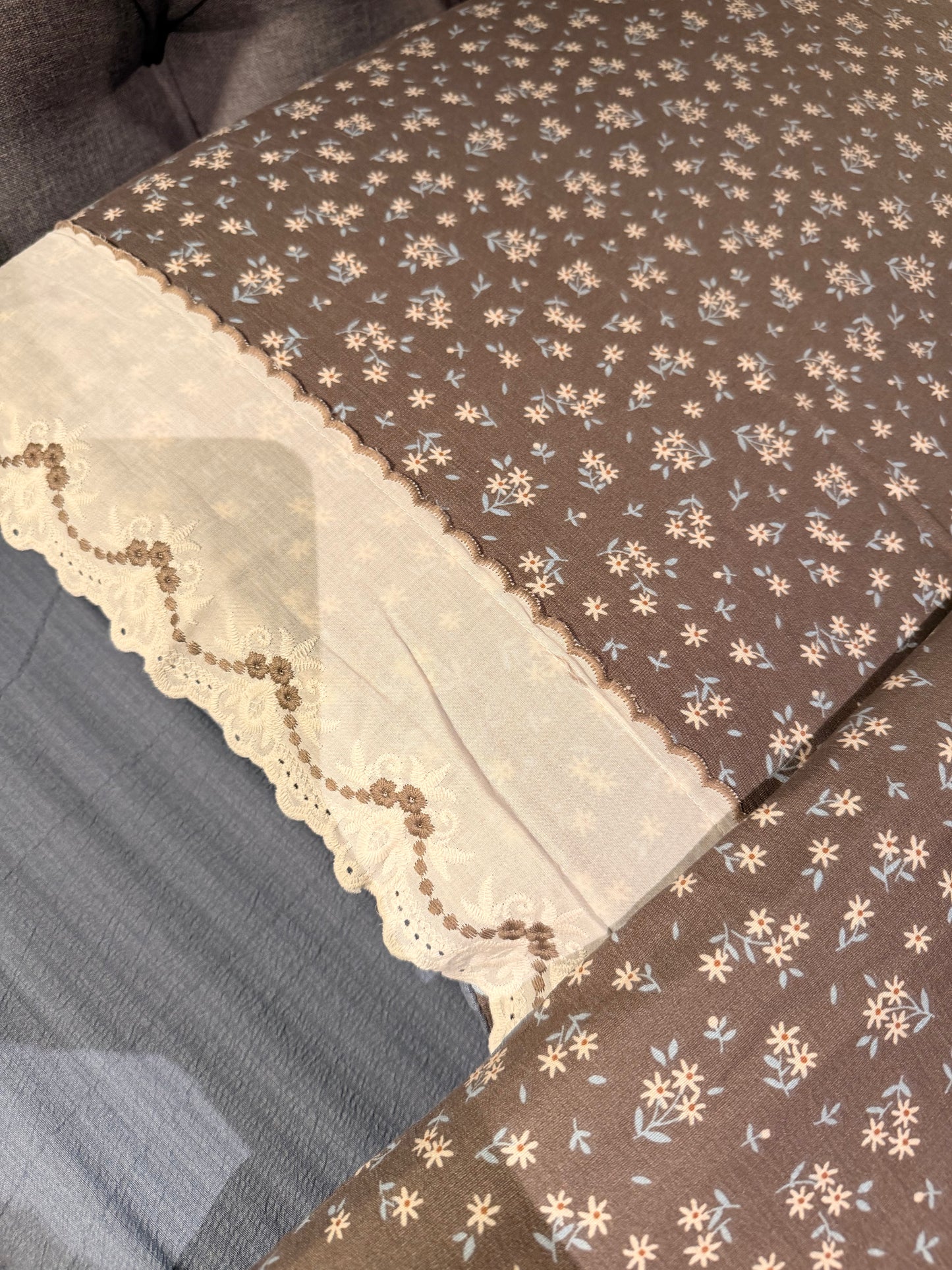 4-delt sengesett med laken – romantisk vintage-stil
